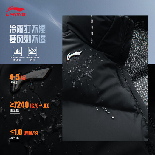 Li Ning Warm Long Down Jacket Men's 2025 New Style Locking, Comfortable and Versatile Casual Sports Jacket AYMV765