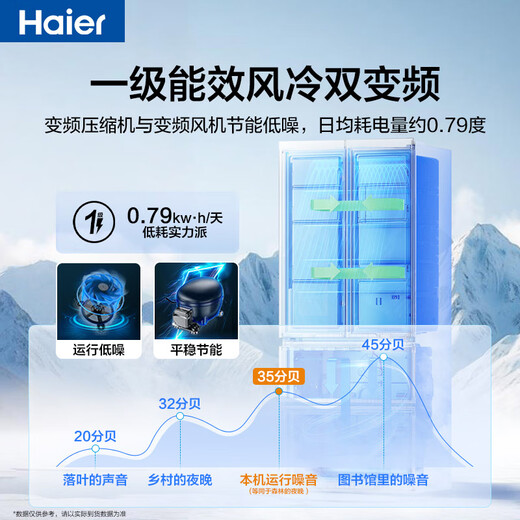 Haier Refrigerator Xiaohonghua 2.0 Series 416 liter French multi-door four-door 594mm ultra-thin zero-embedded first-level dual-frequency air-cooled frost-free clean odor variable temperature household refrigerator 416 liters ice white + 594 ultra-thin zero-embedded + 700 ultra-narrow body