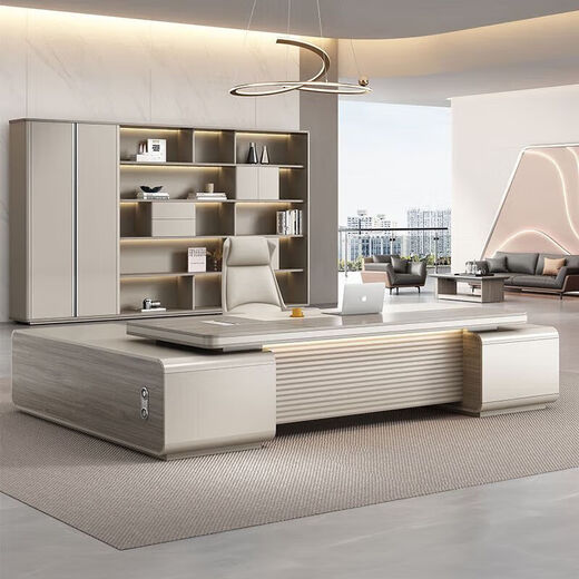 Office desk and chair combination simple modern boss desk office furniture new Chinese style executive manager president large table 1.8 meters luxury single cabinet