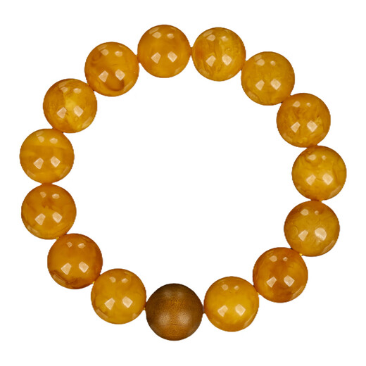 OUCERNY beeswax bracelet collection full of honey chicken fat yellow amber flower wax diy Laoshan sandalwood beads round bead bracelet for men and women