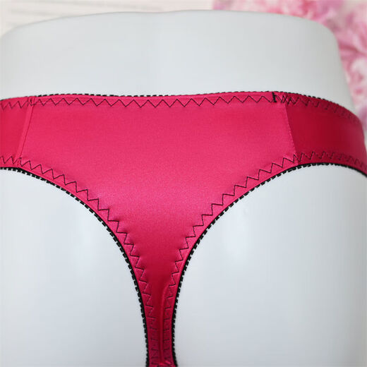 New Japanese style men's and women's sexy smooth, soft and close-fitting concave-convex style men's daily lace thong panties black M