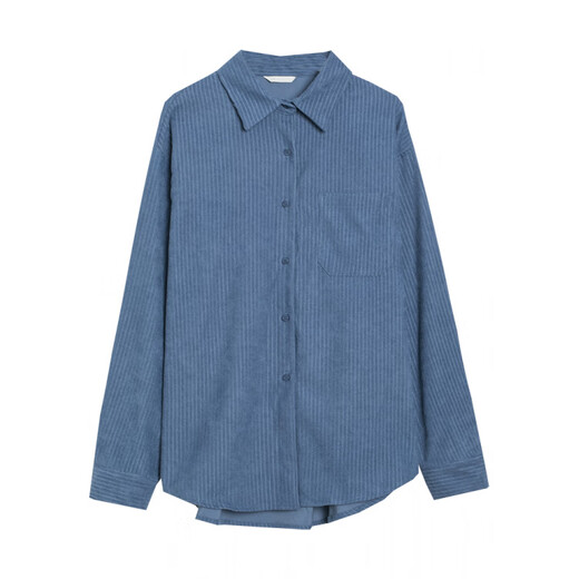 Semir blue corduroy shirt women's autumn and winter 2023 new inner layered sweater layered shirt two-piece top blue gray shirt S