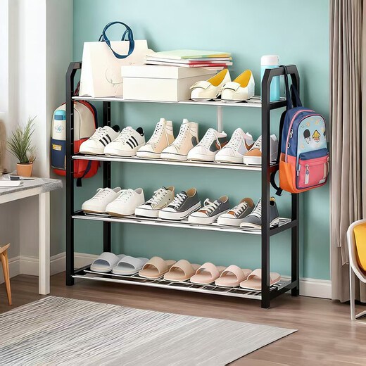 Carlo Elf shoe rack entry home door dormitory indoor multi-layer storage rental house simple shoe rack black 4 layers 56cm