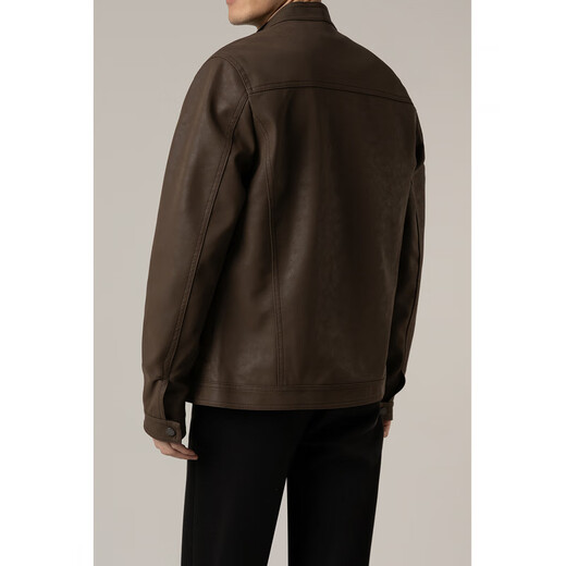 Falling men's style stand collar pu leather jacket men's spring and autumn Korean style light mature style casual leather jacket top trend coffee color 4XL weight 170-185Jin Jin is equal to 0.5 kg