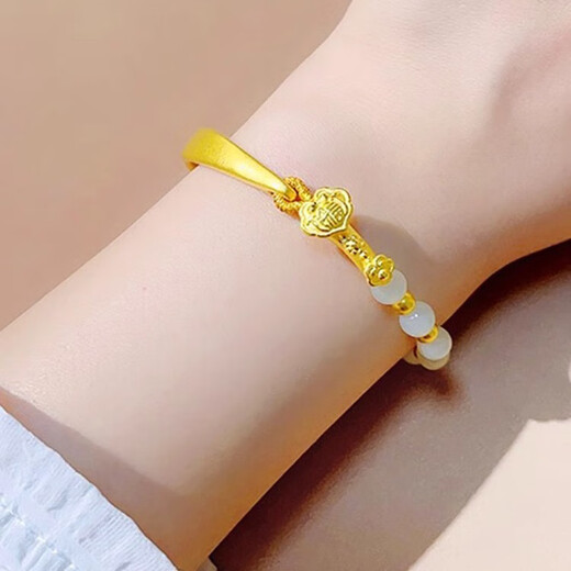 Laohuangxiang gold-wrapped silver-wrapped Ruyi bracelet gold-wrapped silver gold half bracelet Pixiu baby bracelet handmade gift for girlfriend Ruyi + half bracelet + red rope
