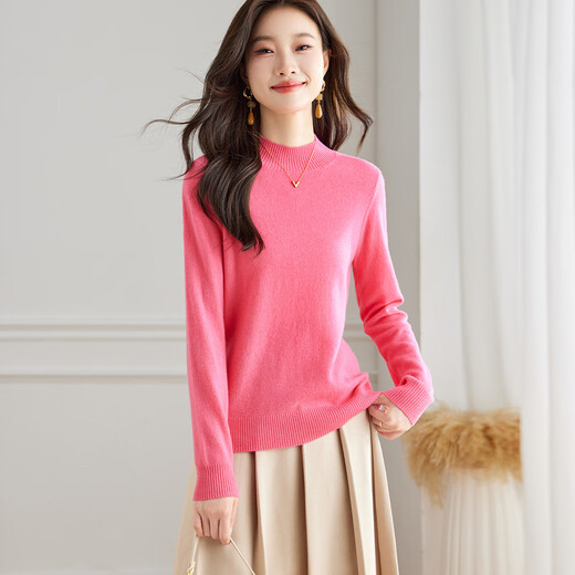 Srcr Cashmere Sweater Women's 100% Cashmere Soft Waxy Sweater Paired with Spring and Autumn Half Turtle Collar Knitted Bottoming Sweater