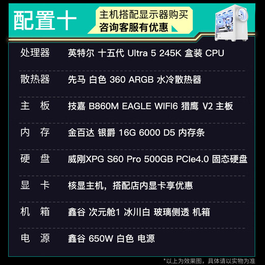 GIGABYTE 14600K core display graphics cardless host 265K/14700KF/285K/14900K/245K/14490F desktop game office computer assembly DIY complete machine with ten 245K core display host