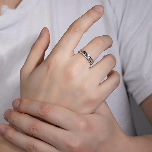 MZMZ platinum ring for men with English letters PT950 platinum decorative single ring plain ring Valentine's Day birthday gift for boyfriend light luxury model - self-disciplined streamer ring for men