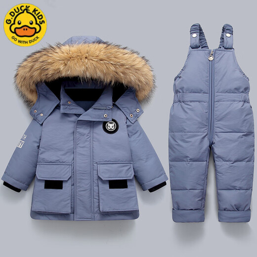 G.DUCKKIDS Men's and Women's Baby Winter Clothing Baby White Duck Down Thick Warm Jacket Outdoor Windproof Children's Overalls Set 802 Red 100 Suitable Height 90-100cm Age 3-4 Years Old 32-40