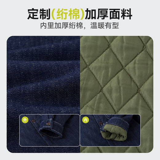 Dudujia anti-fading boys' denim shirt winter children's three-layer quilted jacket baby winter top blue 120