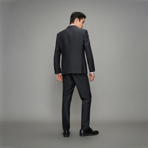 Heilan House (HLA) suit men's spring and autumn hidden plaid three-piece business elastic elastic waist slim men's suit dress Navy plaid 99-suit + pants + vest 175A /92A (48A) recommended 65~70kg