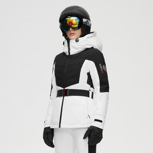 BOSIDENG Gänsedaunen-Skijacke für Damen, Skifahren, winddicht, atmungsaktiv, verstellbare Kapuze, Daunenjacke zum Warmhalten, Cloud White 8211 S 160_84A