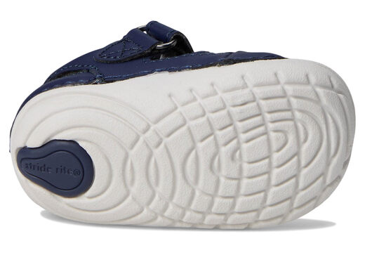 Stride rite baby sandals, memory foam insole with Velcro, round toe, soft and non-slip, baby boy and girl toddler, navy blue 5.5 Wide Infant
