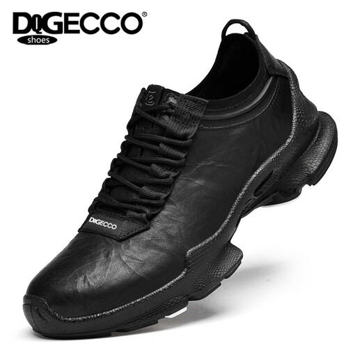 Aibotron DQG ECCO men's toe-layer cowhide spring and autumn genuine leather business casual shoes fashionable lightweight outdoor sports shoes 5515 black 42