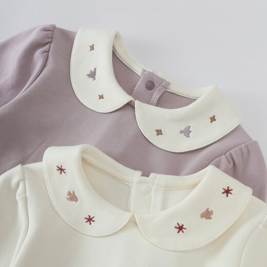 Bali Piggy Girls T-shirt Spring and Autumn Long Sleeve Bottoming Shirt Baby Doll Collar Casual Clothes Toddler Winter Warm Children's Top Milk White 80