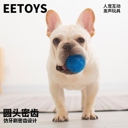 EETOYS small thorn ball blue dog toy fun sounding teeth grinding and bite-resistant tooth cleaning ball to relieve boredom alone pet supplies