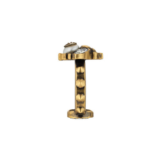 Gucci (GUCCI) interlocking double G bee ring women's style distressed gold distressed effect 19