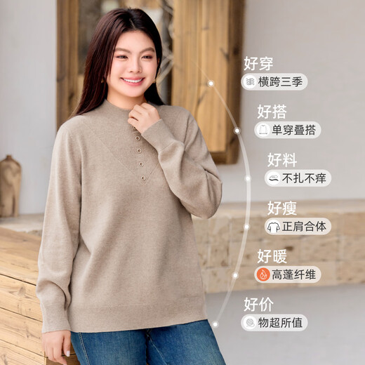 MsShe 100% Merino Wool Plus Size Women's 2025 Winter Clothes Fat mm Half Turtle Collar Bottoming Wool Sweater Ancora Red Ready Stock 2XL