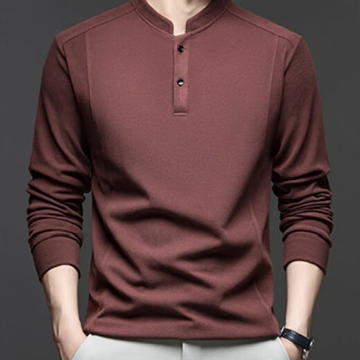 High-end light luxury autumn and winter double-sided German velvet bottoming shirt for men Henry collar trendy versatile stand-up collar sweatshirt for men CY black (8857) one size M