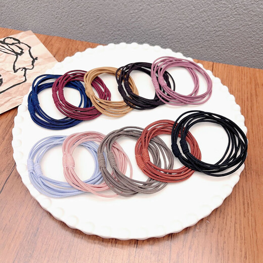 Simple hair tie, internet celebrity temperament, hair tie, rubber band, women's high elasticity and durable hair tie, black leather cover, headband, hair rope, 20 black multi-strand hair ropes