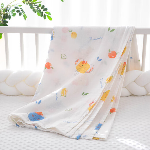 He Jiagong baby gauze cover type A summer thin pure cotton cover blanket out windshield cover child baby air conditioning quilt 2 layers kiwi 120X150 5cm
