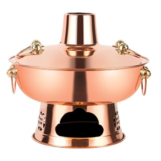 Baijie copper hot pot charcoal hot pot thickened copper hot pot handmade pot copper pot hot pot old-fashioned hot pot special pot extra thick copper clear soup pot 38cm