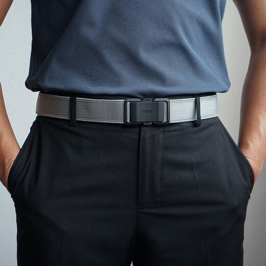 VKPX narrow straight-through automatic quick-release buckle elastic belt alloy frosted casual commuting cuttable elastic belt black (elastic cuttable/120cm long)