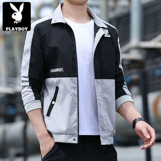 花花公子（PLAYBOY）短款风衣外套男士春秋季2025新款潮流帅气百搭上衣服男装春装夹克 5201【春秋】黑色 薄款 M 【建议85-斤左右】