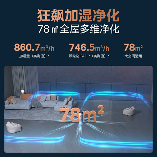 Midea Xingche series maternal and infant grade medical grade air purifier removes formaldehyde, removes smoke, sterilizes, removes viruses, removes odors, allergens, cat hair and floating hair purification and humidification all-in-one machine purification upgrade + humidification RX600 PRO