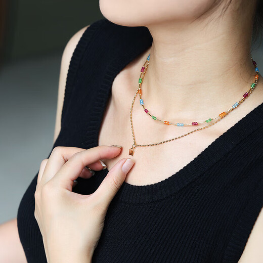 Book pocket full of stars, tourmaline, garnet, topaz, multi-treasure necklace, 18K gold clavicle chain for girlfriend, gift for wife, multi-treasure necklace 45cm