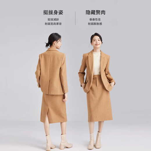 Tumando woolen blazer, new feminine style, small, short, small style suit, commuting interview, professional formal wear, dark gray blazer, long version, the length is pleasing and not picky S