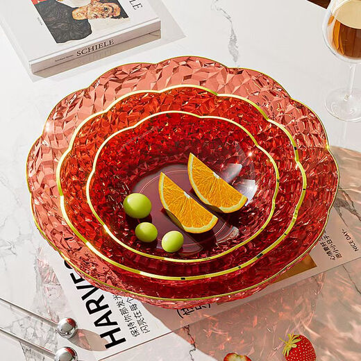 Internet celebrity fruit plate light luxury flower shape transparent Chinese plate home living room coffee table candy snack plate snack plate fruit bowl white large size