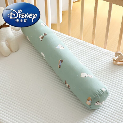 Disney baby pillow pure cotton soothing side sleeping leg clamp cylindrical long pillow newborn baby bed fence anti-collision removable and washable plaid bear-coat + liner 60x11cm