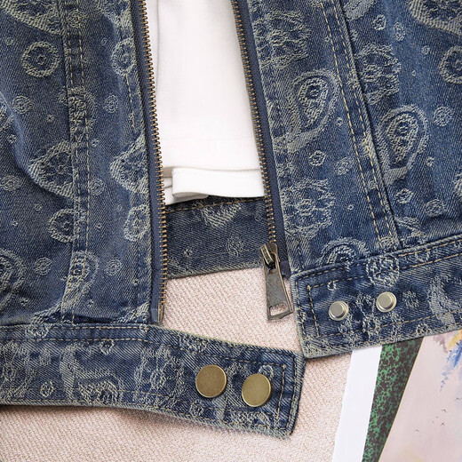 丝柏舍圆领复古长袖牛仔外套女2025秋装新款时尚水洗宽松上衣