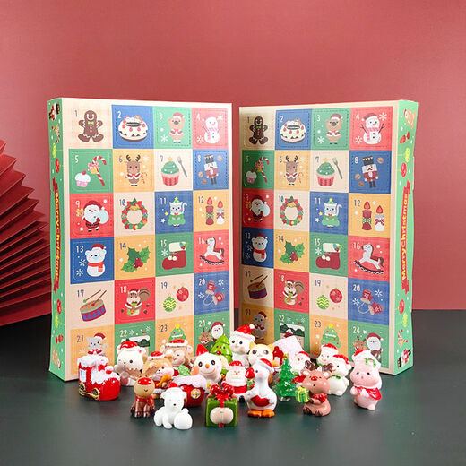 24-frame Christmas hole-in-the-wall countdown calendar, blind box Santa Claus ornaments, children's lottery toys, holiday gifts, 24-frame Christmas hole-in-the-wall 2 boxes