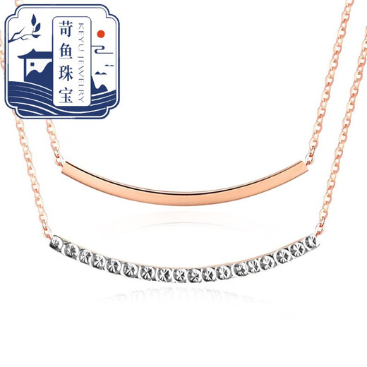 Qiaoyu 18K color gold smile necklace for women, double-sided wear AU750 clavicle chain with certificate, Valentine's Day birthday gift for girlfriend