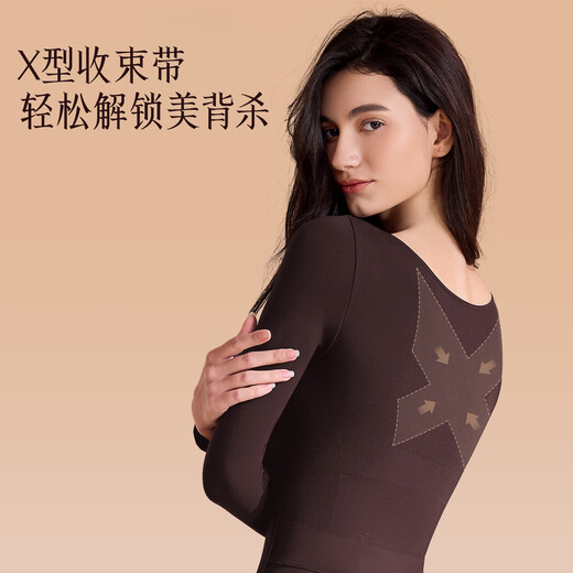 Curveism Zhang Yuqi's same style black long-sleeved shapewear warm tummy control butt lift corset bodysuit black M