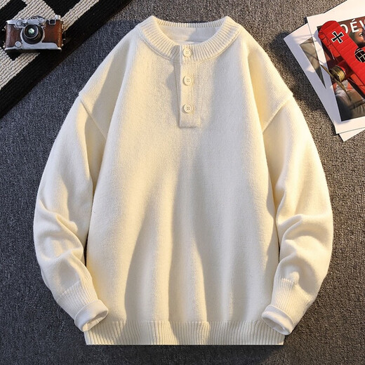 Zhimei Red Sweater Men's Autumn and Winter Round Neck Zodiac Year Sweater Henry Collar with Soft Waxy Thickened Bottoming Sweater Sweater WE6313 Red M _105Jin Jin is equal to within 0.5 kg