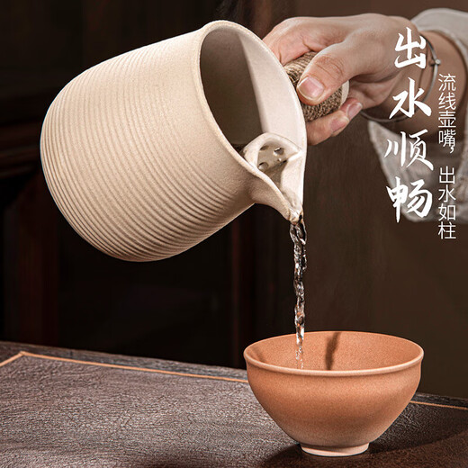 Jar jar teapot tea making utensils pottery pot roasted milk side handle pot ceramic internet celebrity tea making outdoor teapot Yueru kiln side handle pot (with lid)