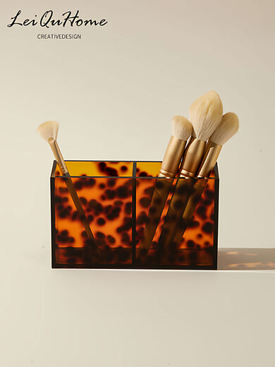 Yusenyi LQ tortoiseshell color acrylic makeup brush storage box dressing table cosmetics comb storage box desktop miscellaneous pen holder one grid