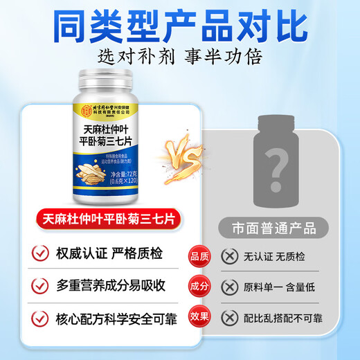同仁堂天麻杜仲叶平卧菊三七通络片天麻三七通络片中老年关节疼痛养护 【见效装】 120片*3瓶