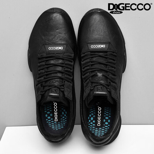 Aibotron DQG ECCO men's toe-layer cowhide spring and autumn genuine leather business casual shoes fashionable lightweight outdoor sports shoes 5515 black 42