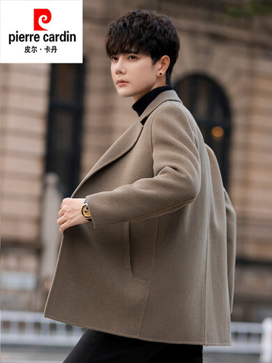 Pierre Cardin double-sided coat men's mid-length high-end windbreaker 2024 winter thickened Korean style new woolen coat black 1 L recommended 110-125Jin Jin equals 0.5 kg