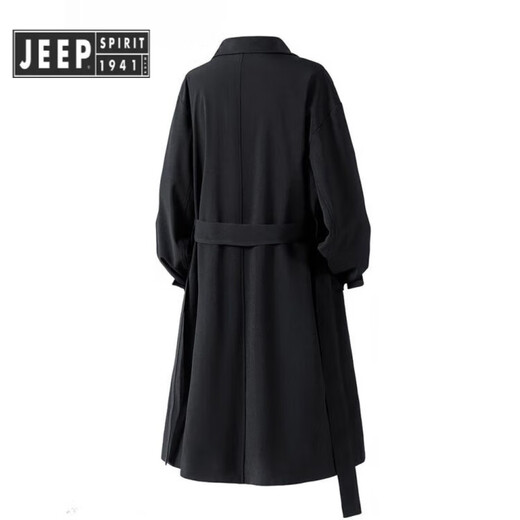 JEEP SPIRIT light luxury German mid-length windbreaker men's British style casual knee-length woolen coat spring, autumn and winter thickened black regular style 3XL recommended weight 180-200Jin Jin equals 0.5 kg