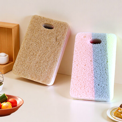 Jiecheng scouring block dishwashing sponge magic wipe household kitchen decontamination double-sided cleaning wipe color strip sponge scouring block 4 pieces