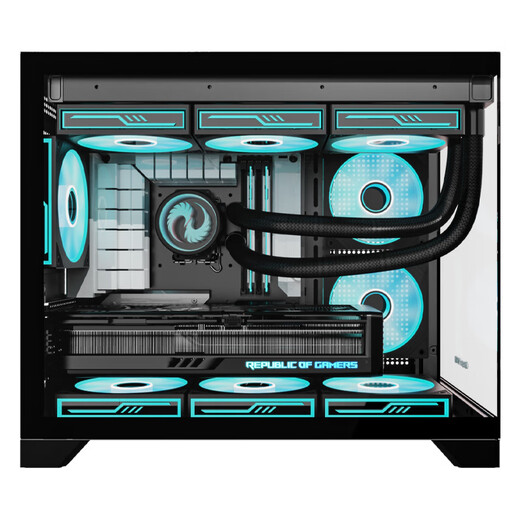 Châssis Great Wall Neptune H3 Black Sea View (carte mère M-ATX/verre double face/carte mère montée à l'arrière/360 positions de refroidissement par eau/9 positions de ventilateur/panneaux latéraux amovibles/carte graphique 5090)