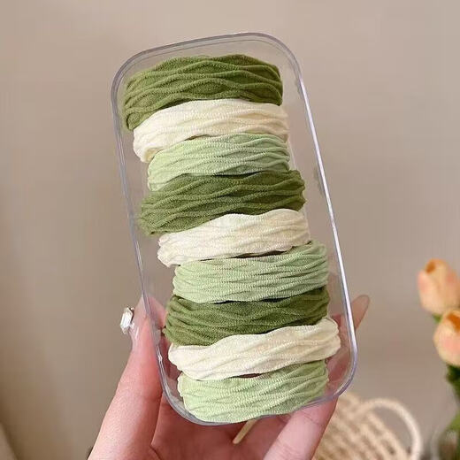 SAHANE Saha high ponytail hair tie hair tie does not hurt the hair rope rubber band simple high elasticity and durable leather set hair accessories matcha green mix and match 20 pieces