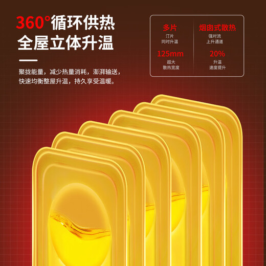 Xiaomi Guoba New Electric Oil Heater Household Energy-Saving Constant Temperature Electric Heater Maternal and Infant Quick Heating Large Area Bedroom Radiator New Oil Heater 17 Pieces