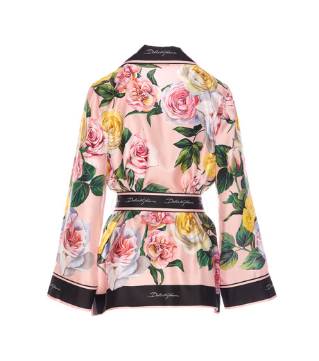 Dolce&Gabbana floral print twill pajama shirt pink 38