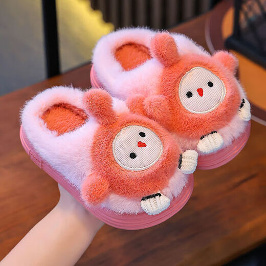 2025 Danzi Party Children's Cotton Slippers Cute Boys and Girls Indoor Cartoon Baby Slippers Keep Warm in Winter Light Green Danzi 32 Size 33 Inner Length 20.0CM